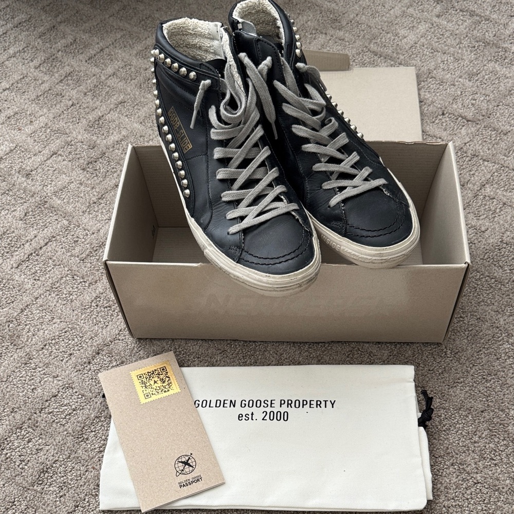 Golden Goose Black Studded High-Top Sneakers